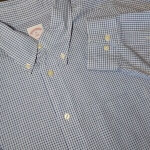 Brooks Brothers Men's 346 The Original Polo Shirt Long Sleeve Blue Check Size XL